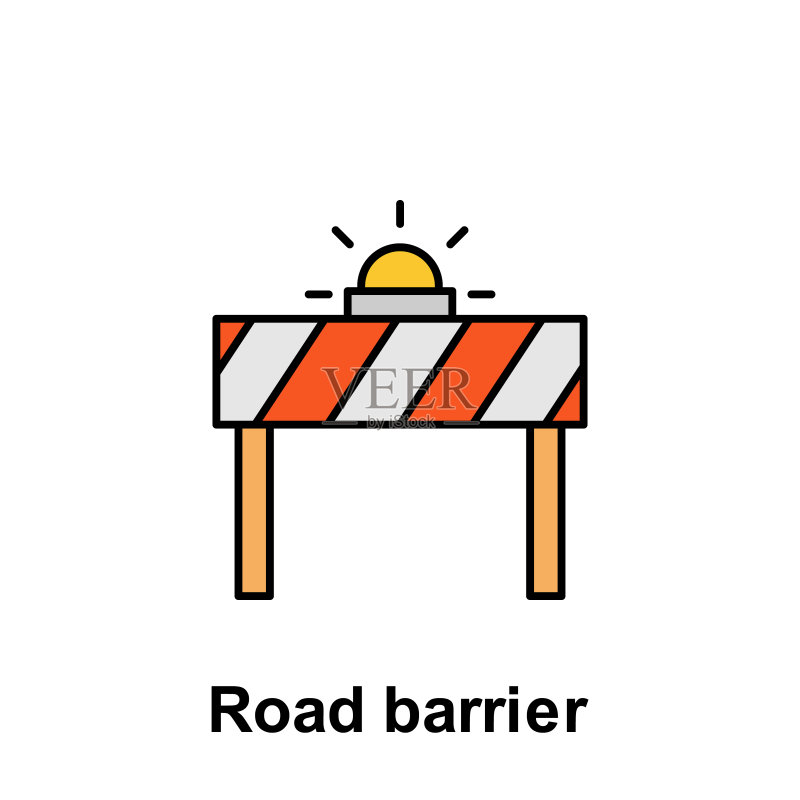 道路障碍轮廓图标:劳动节标志和符号,可用于网页、Logo、移动应用、UI、UX图标素材