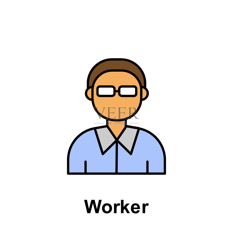 工人轮廓图标。劳动节元素插图图标。可用于网站、logo、移动应用程序、UI、UX图标素材