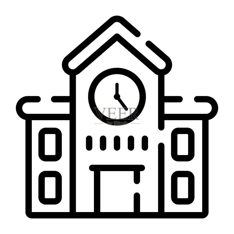 学校线性图标房地产网站和移动图标图标素材
