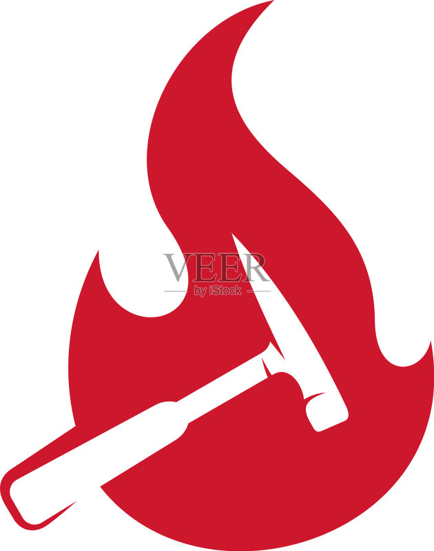 具有时尚火焰概念的采矿logo模板图标素材