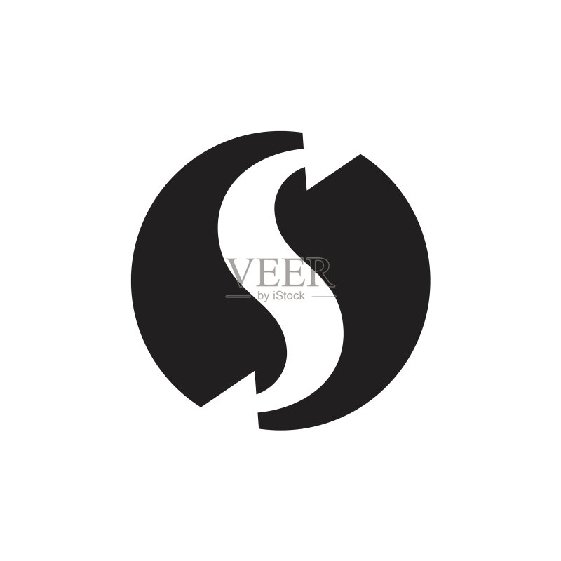 字母S双箭头负空间标志图标素材