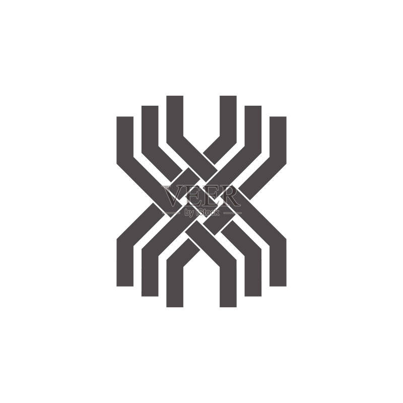 字母X链接条纹重叠线条logo图标素材