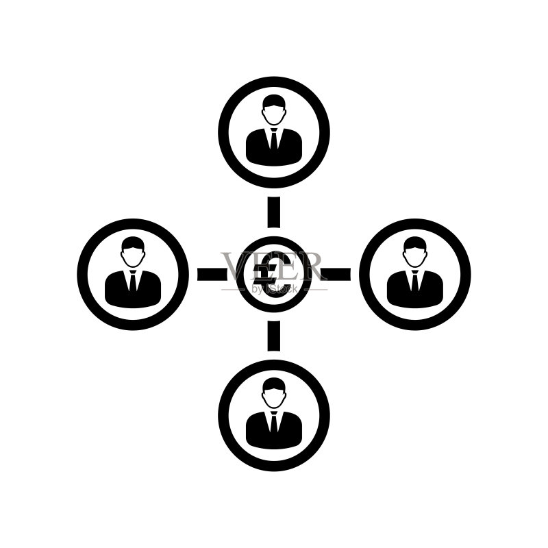 欧元商业网络黑色图标,矢量图图标素材