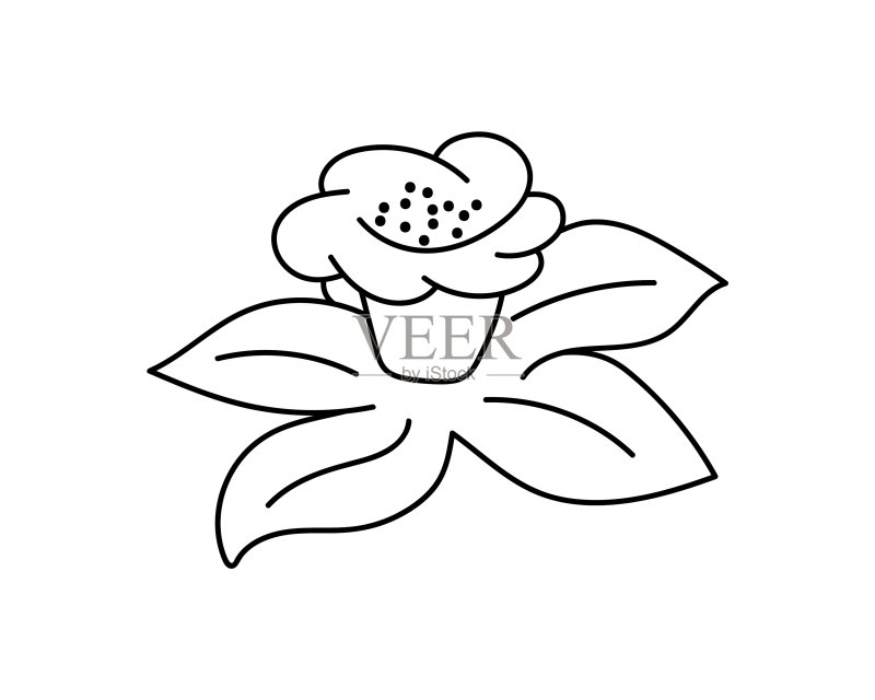 水仙花线稿涂色页图标素材