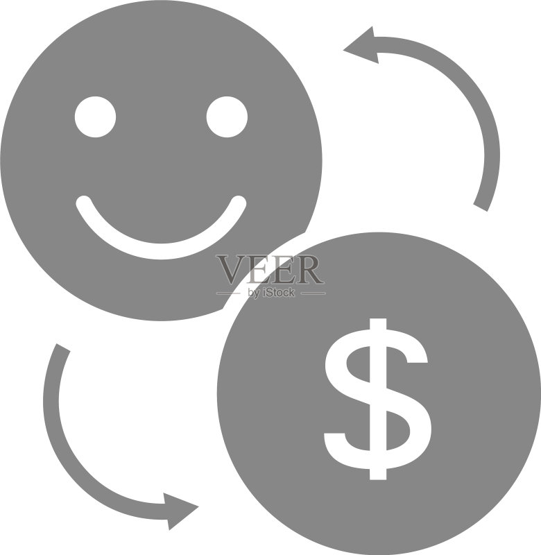硬币和快乐的笑脸灰色兑换图标图标素材