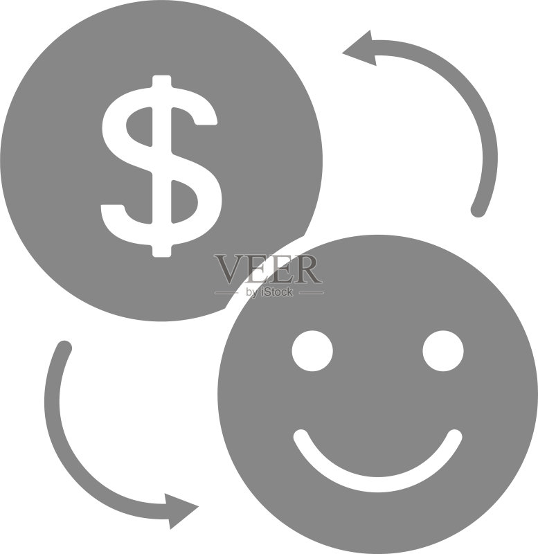 硬币和快乐的笑脸灰色兑换图标图标素材