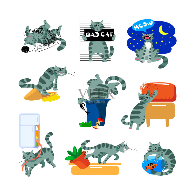 猫咪不良行为图标图标素材