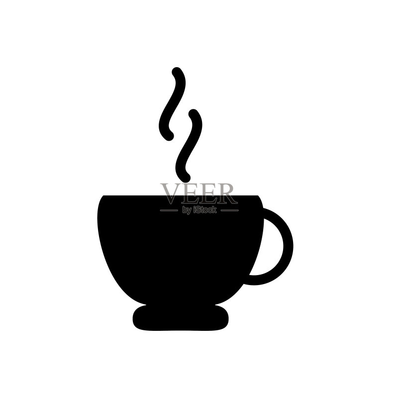 咖啡杯符号扁平黑线图标图标素材