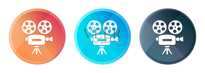 摄像机蒸汽雾圆形按钮发光插图图标素材
