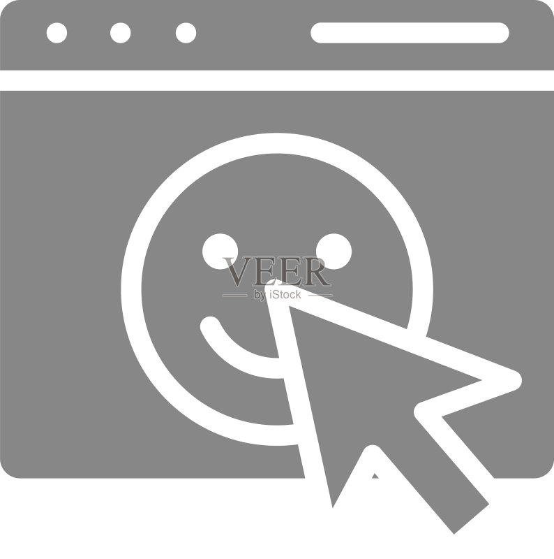 带笑脸和箭头光标的电子邮件网页图标素材