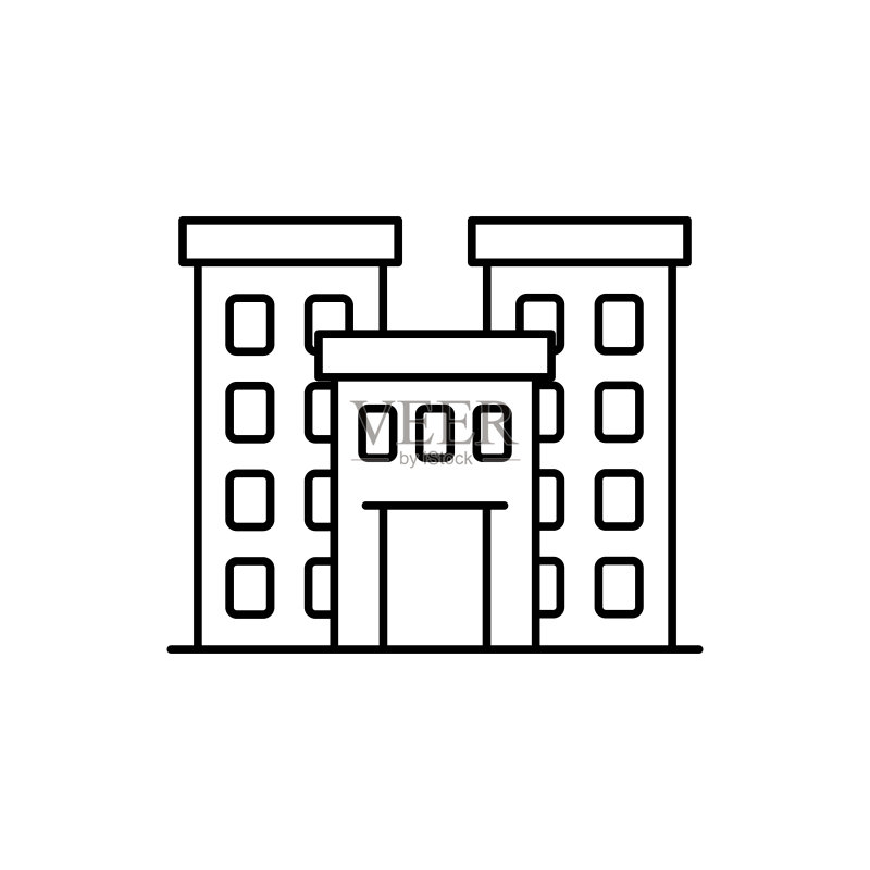 新建筑矢量轮廓图标样式插图。EPS 10文件图标素材