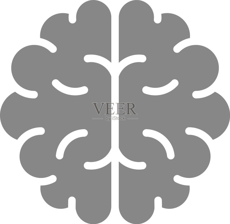 灰色人脑健康器官标志图标素材