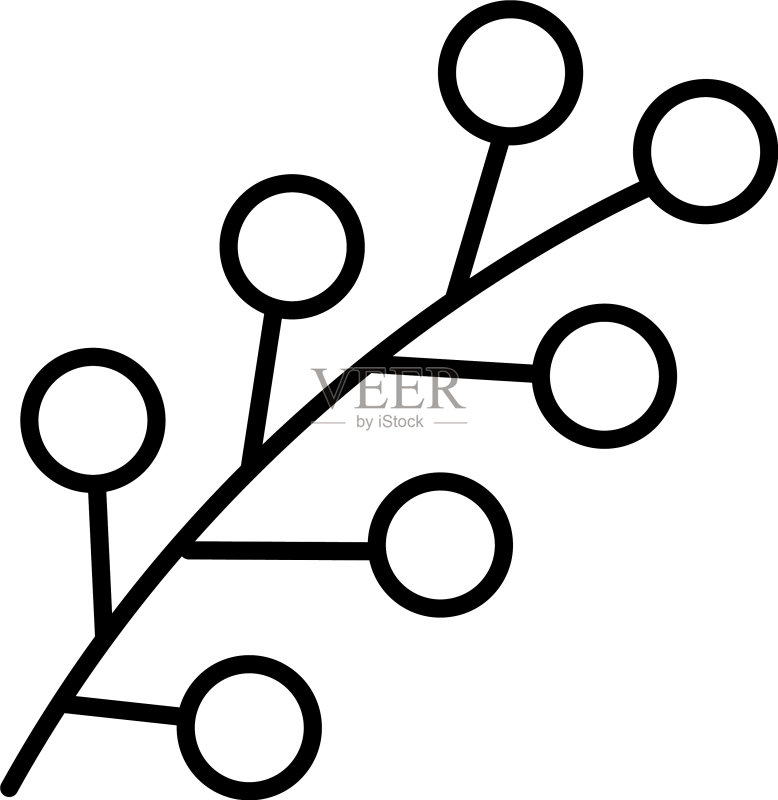 带浆果的树枝线性图标图标素材