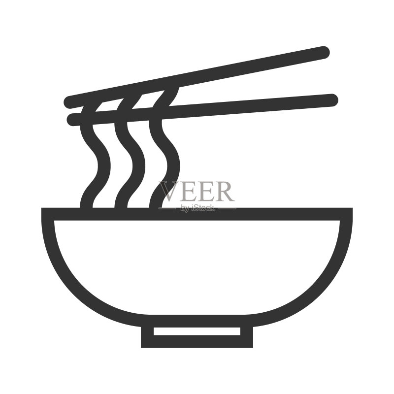 筷子夹着的亚洲美食:面条和香料图标素材