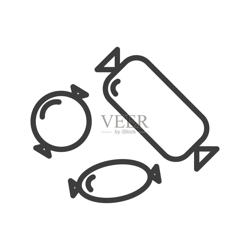潮流风格的美味糖果简餐图标,适用于Web应用和移动概念。矢量图图标素材