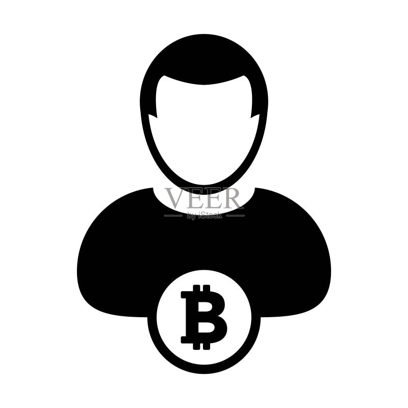 比特币图标矢量加密货币符号,带男性头像图标素材