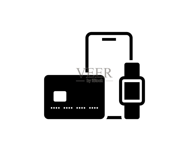 信用卡、手机和智能手表金融图标素材