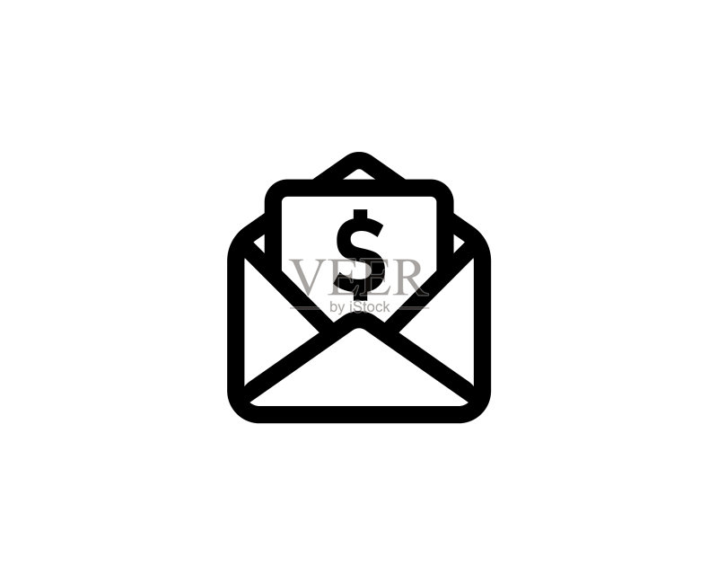 美元支票信封商业线条图标图标素材