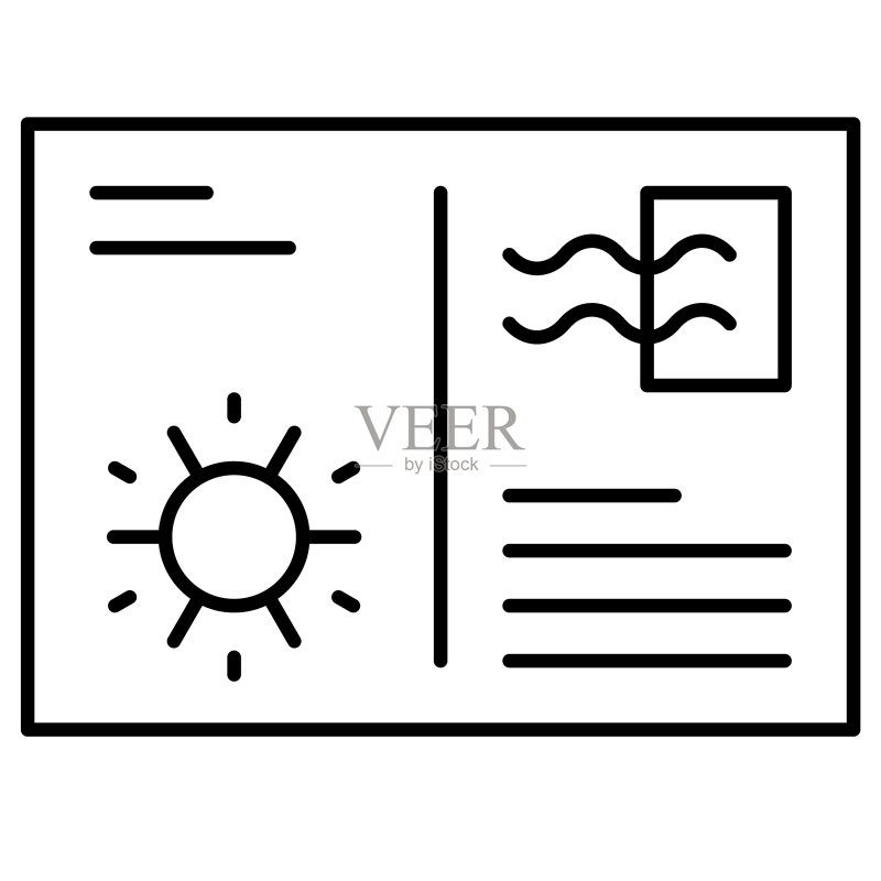夏季明信片图标,与暑假相关图标素材