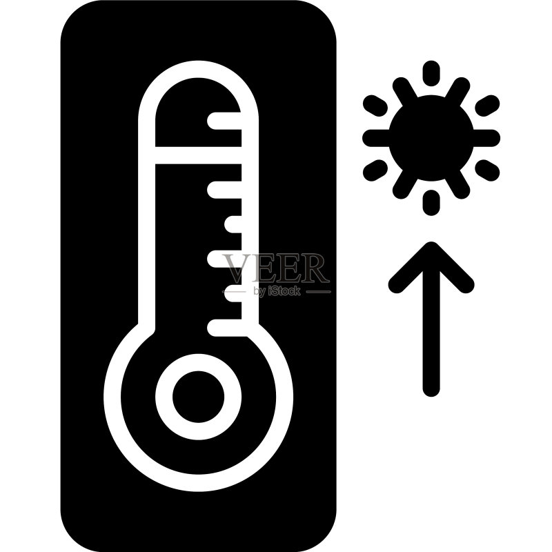 具有高温图标的夏季温度计图标素材
