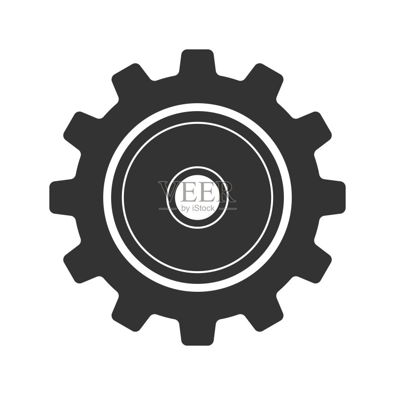 白色背景上的齿轮矢量图标,扁平设计中的设置符号,用于Web应用或UI的齿轮工具或按钮,技术概念,机构维修图标素材