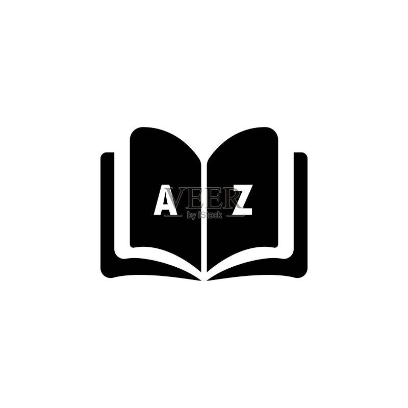 词典图标。术语表。带书本的徽章。词典标志。图书馆图标。矢量EPS 10图标素材