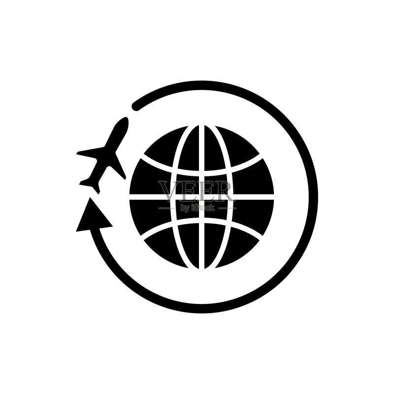 地球与飞机旅游图标图标素材