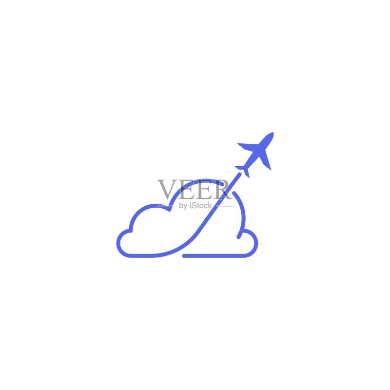 云朵旅行飞机云矢量图标模板图标素材