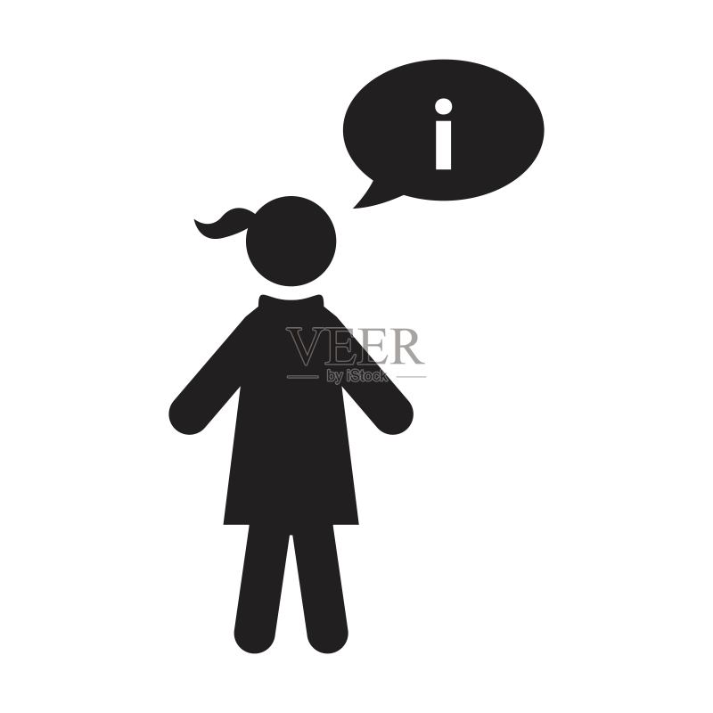 女性人物头像与语音气泡讨论信息图标矢量图图标素材