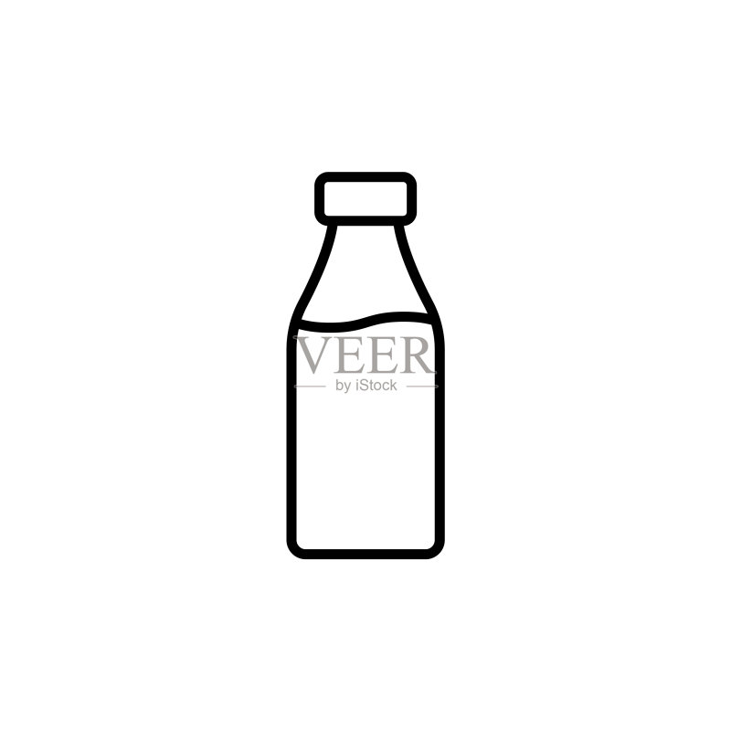 瓶装牛奶水酸奶或开菲尔乳制品图标图标素材