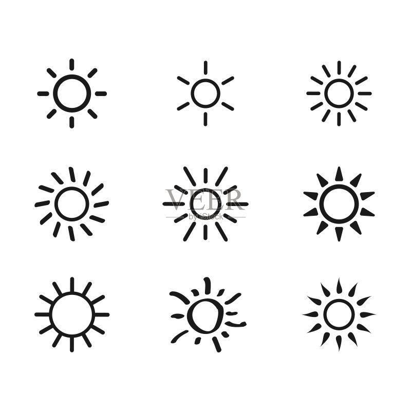太阳线条图标集合图标素材