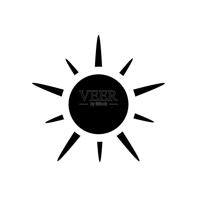 太阳图标,黑色太阳轮廓图标素材