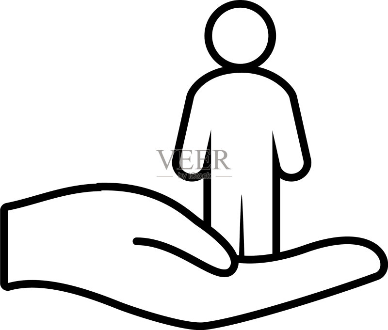 手握人形图标线条图标素材