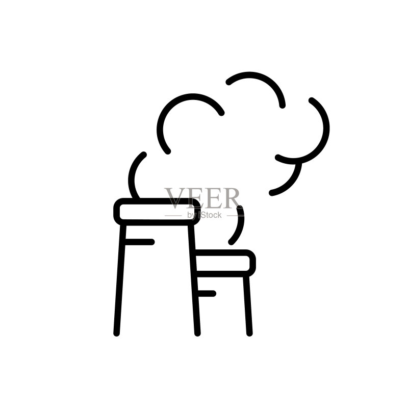 带烟雾的工厂管道线性图标图标素材