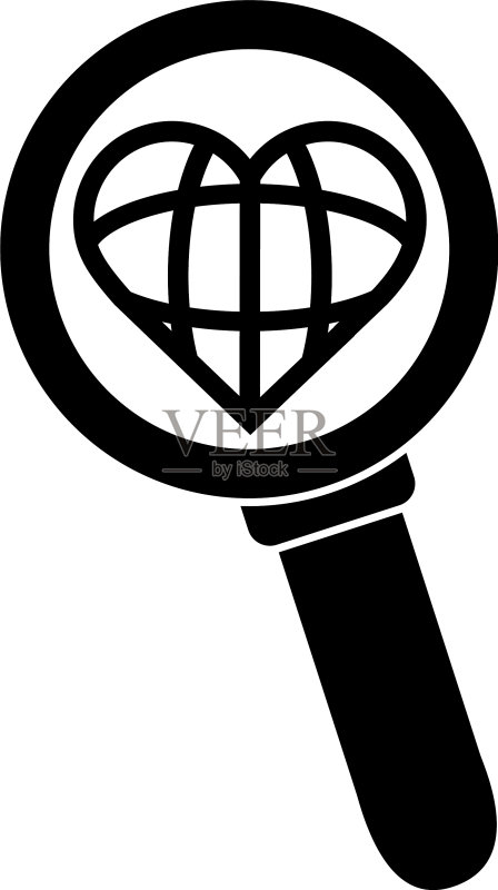 放大镜爱心世界象形图图标素材