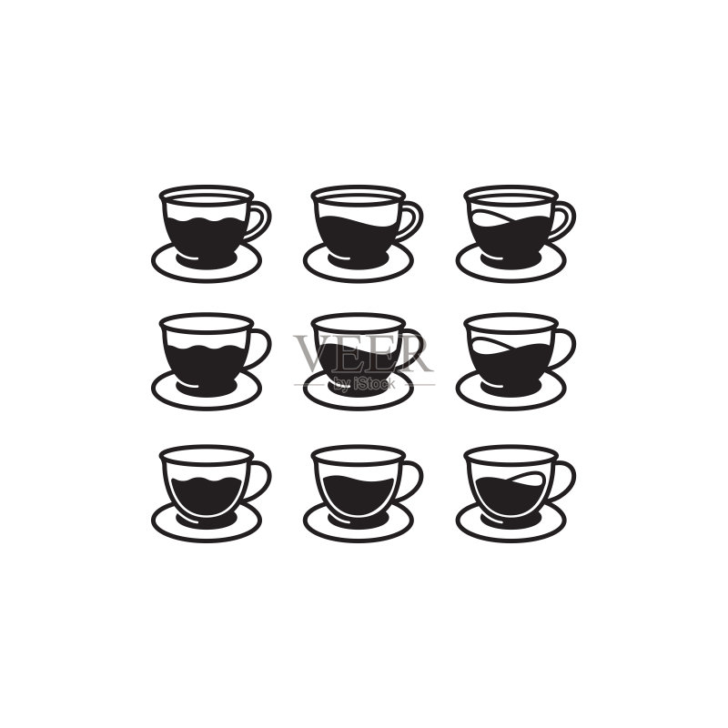 时尚扁平风饮品玻璃杯、茶杯图标图标素材
