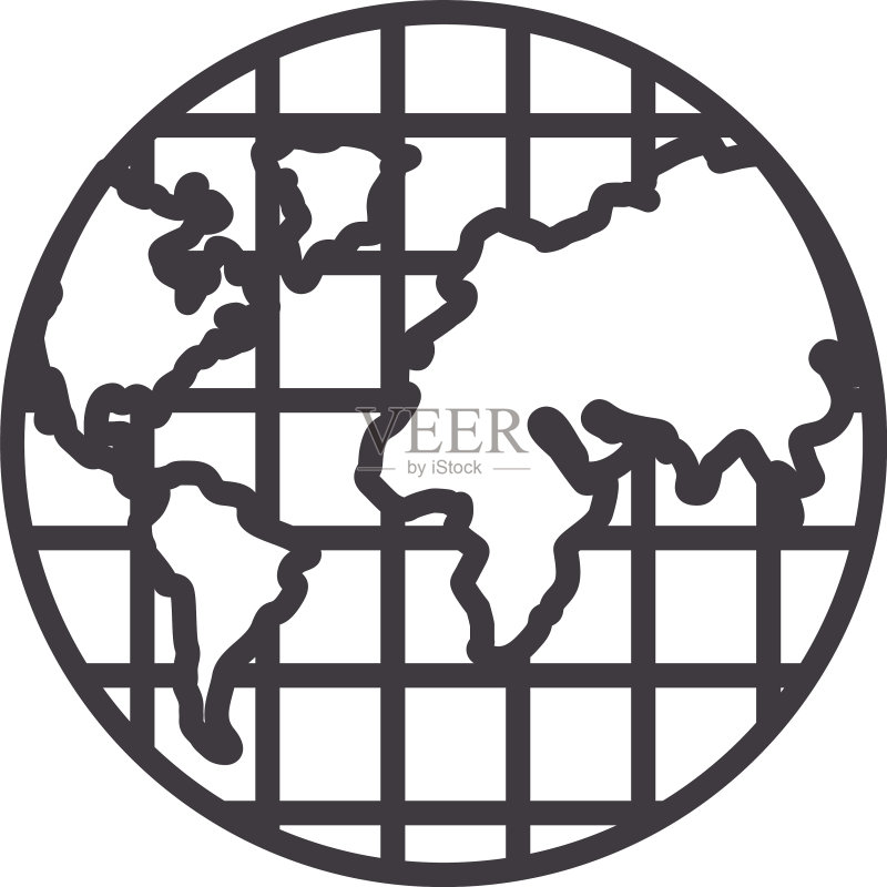 世界球体线条风格图标设计图标素材
