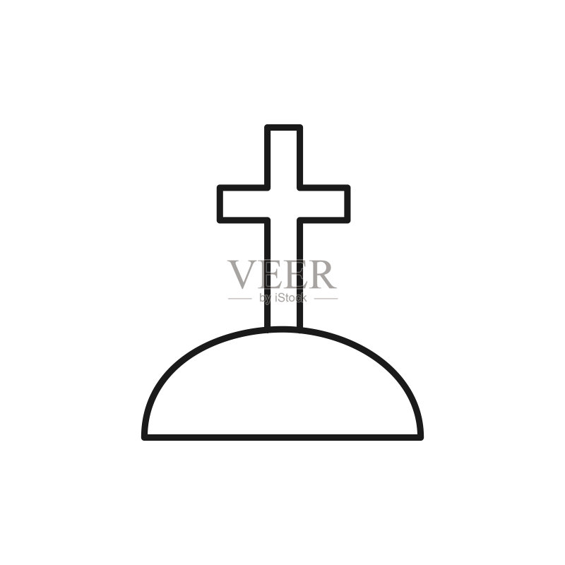 墓碑线条图标。RIP坟墓埋葬符号图标素材