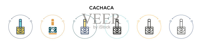 填充细线轮廓中的卡沙萨图标图标素材
