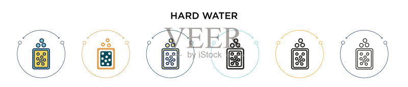 硬水图标(填充细线轮廓)图标素材