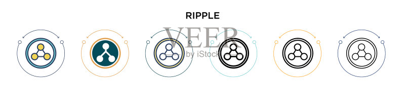 填充细线轮廓中的Ripple图标图标素材