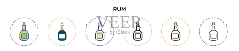 朗姆酒填充细线轮廓图标图标素材
