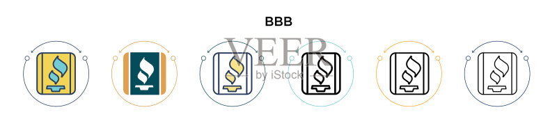 填充细线轮廓和描边的BBB图标图标素材