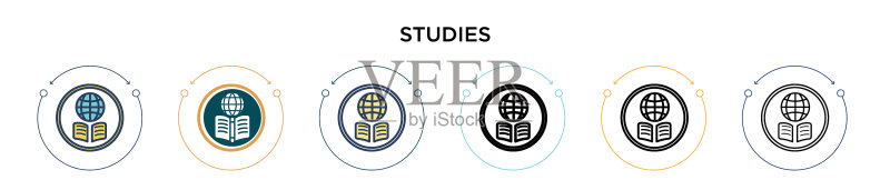 学习图标(填充细线轮廓)图标素材