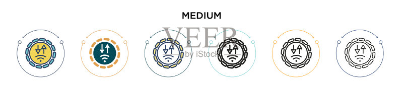 填充细线轮廓的中等信号图标图标素材
