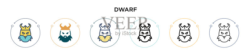 填充细线轮廓和描边中的矮人图标图标素材