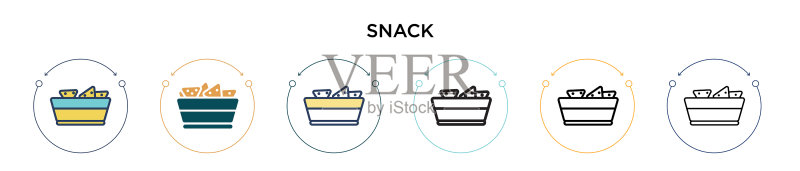 填充细线轮廓和描边的零食图标图标素材