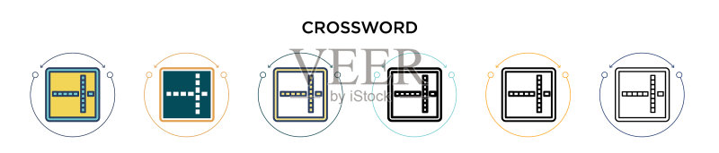 填充细线轮廓纵横字谜图标图标素材