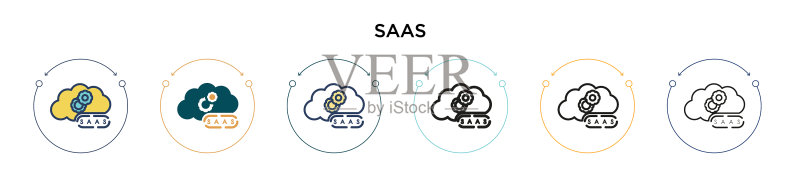 SAAS图标(填充细线轮廓和描边)图标素材