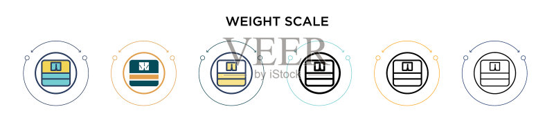 填充细线条轮廓的体重秤图标图标素材